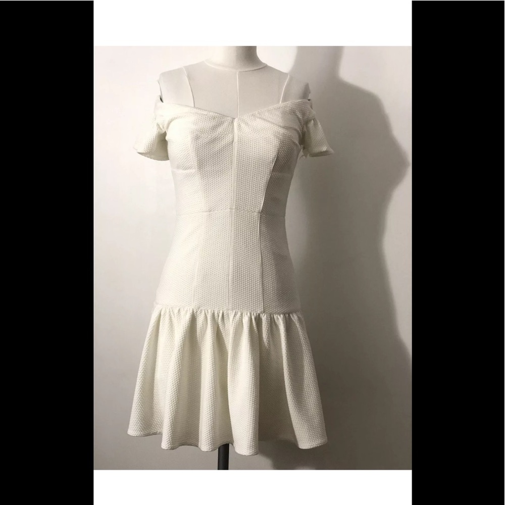 REBECCA TAYLOR WHITE OFF-SHOULDER Short S DRESS 0